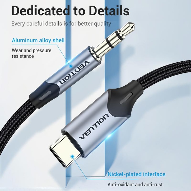 CABLE AUDIO 3.5MM TO USB-C/1M BGKHF VENTION