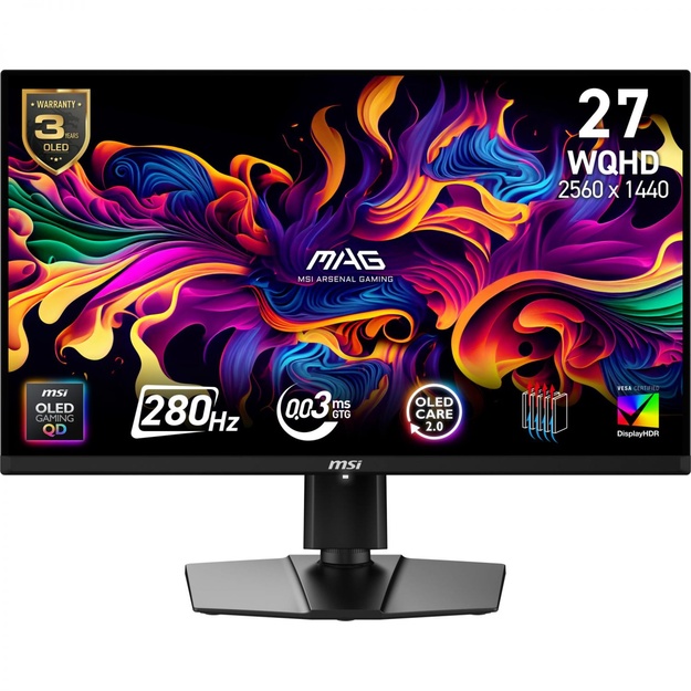 Monitor|MSI|26.5  |2560 x 1440 pixels|Wide Quad HD|Native aspect ratio 16:9|QD-OLED|Flat|MAG271QPQD-OLEDX28