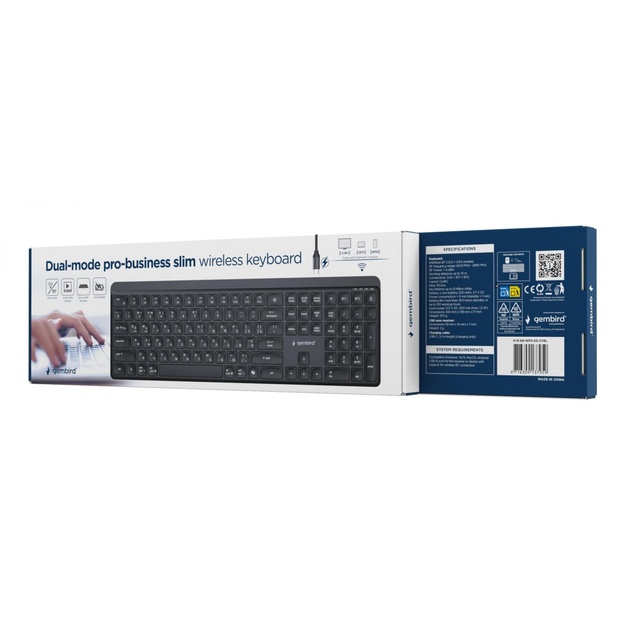 KEYBOARD WRL SLIM BT CYRILLIC/KB-WPS-03-CYRL GEMBIRD