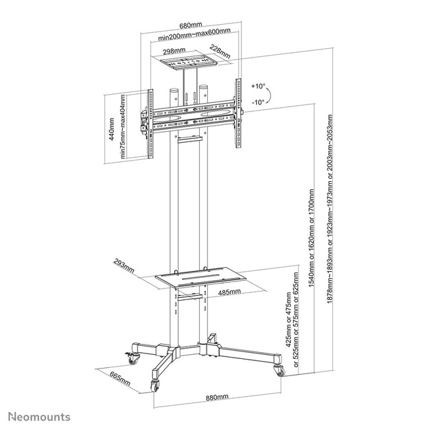 Televizoriaus stovas su ratukais BLACK/32-55  PLASMA-M1700E NEOMOUNTS