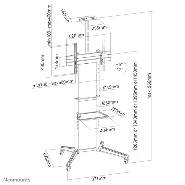 Televizoriaus stovas su ratukais 37-70 /FL50-550BL1 NEOMOUNTS