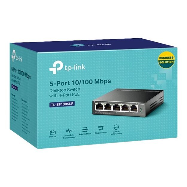 Komutatorius TP-LINK TL-SF1005LP 5x10Base-T 100Base-TX PoE ports 4