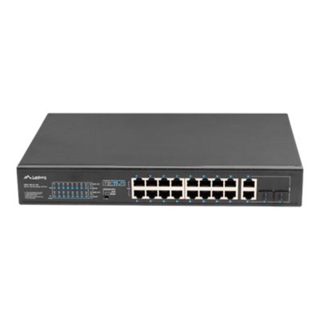 Komutatorius LANBERG RSFE-16P-2C-150 Switch 16x 100Mb PoE+/2x Combo Gigabit 150W unmanaged