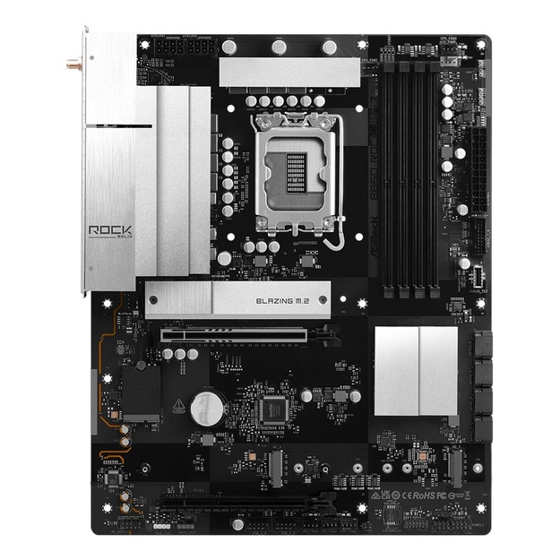 Mainboard|ASROCK|B860 Rock WiFi 7|Intel B860|LGA 1851 (Socket V1)|ATX|RAM DDR5-SDRAM|4xSlots|Wi-Fi Yes|Bluetooth Yes|3xNumber of M.2 (M) slots|B860ROCKWIFI7
