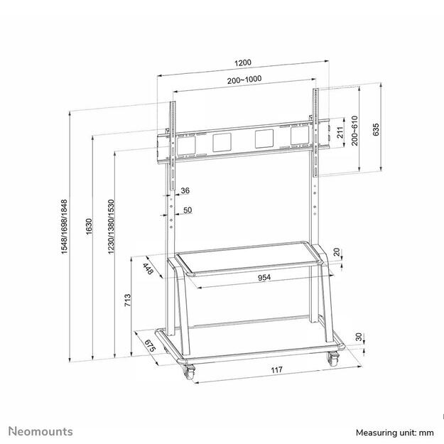 Televizoriaus stovas su ratukais 60-105 /NS-M4000BLACK NEOMOUNTS