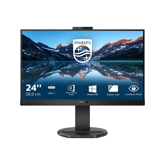 Monitorius PHILIPS 243B9H/00 23.8inch IPS 1920x1080 USB-C DP HDMI 250cd/m2 speakers webcam pop up 3 side frameless B-LINE