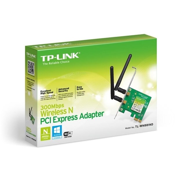 Tinklo plokštė TP-LINK 300MBit s WLAN-N PCI Express-Adapter Atheros-Chipsatz 2T2R 2,4GHz 2 removeable antennas