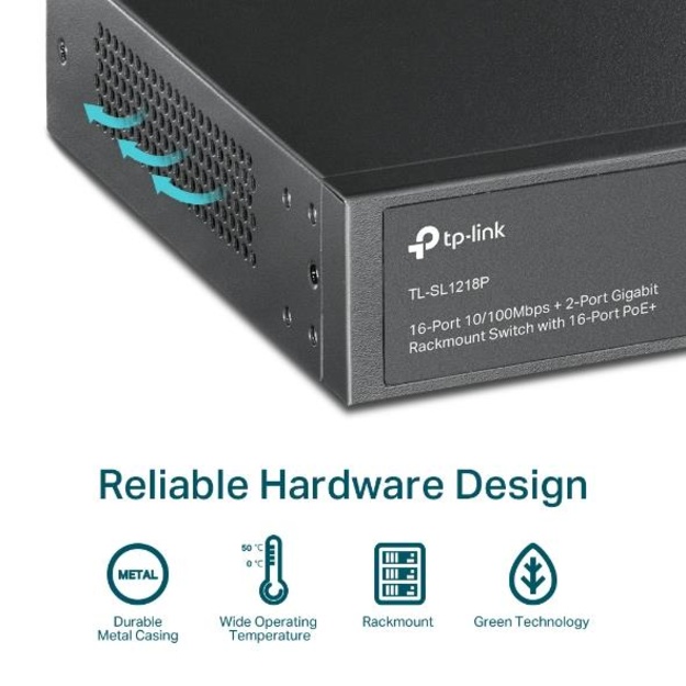 Komutatorius TP-LINK TL-SL1218P Desktop 16x10Base-T 100Base-TX PoE+ ports 16 TL-SL1218P