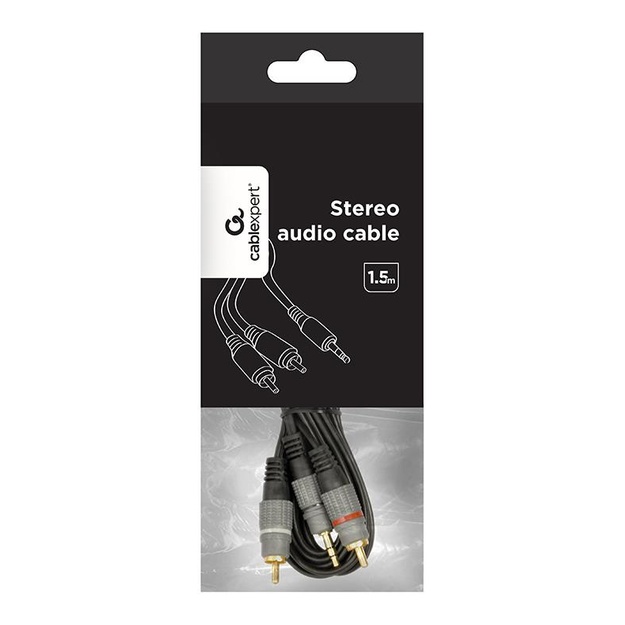 Audio adapteris 3.5MM TO 2RCA 1.5M/GOLD CCA-352-1.5M GEMBIRD