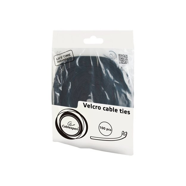 GEMBIRD VT-210X12 Gembird velcro cable ties 210mm, bag of 100 pcs, black