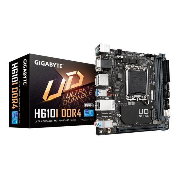 Pagrindinė plokštė GIGABYTE H610I DDR4 LGA 1700 1xHDMI 2xDP 1xD-Sub 4xSATA 6Gb/s 14