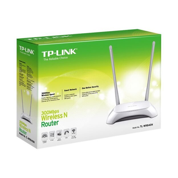 Maršrutizatorius TP-LINK 300Mbps 1 WAN 4x10 100M DHCP antennas 2 TL-WR840N