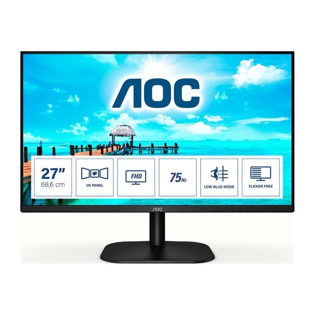 Monitorius AOC 27B2DM 27inch VA FHD 75Hz 250 cd/m2 4ms D-SUB DVI HDMI