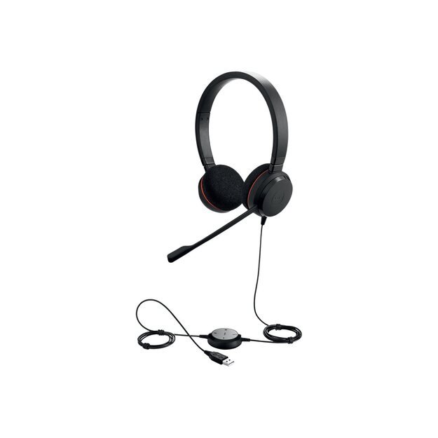 JABRA EVOLVE 20 MS Stereo USB Headband Noise cancelling USB connector with mute-button and volume control on the cord