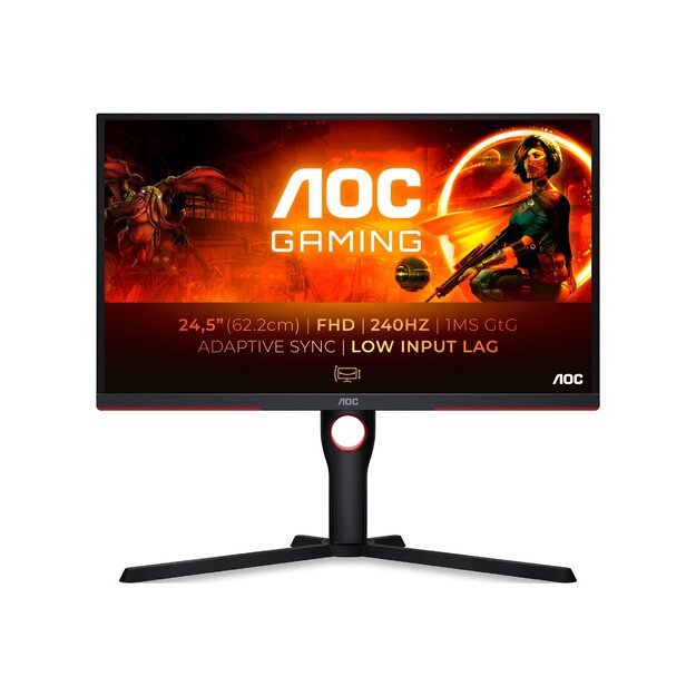 Monitorius AOC 24.5inch 1920x1080 VA Flat HAS DP 2xHDMI Brightness 300cd/m2 AOC Gaming