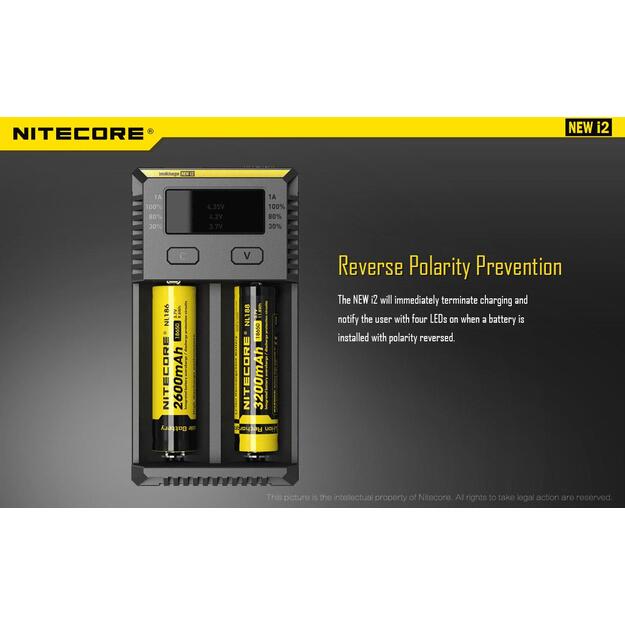 Baterijų įkroviklis CHARGER 2-SLOT/INTELLICHARGER NEW I2 NITECORE 2