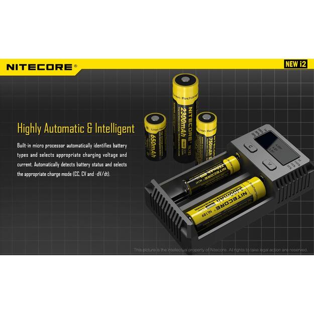 Baterijų įkroviklis CHARGER 2-SLOT/INTELLICHARGER NEW I2 NITECORE 3