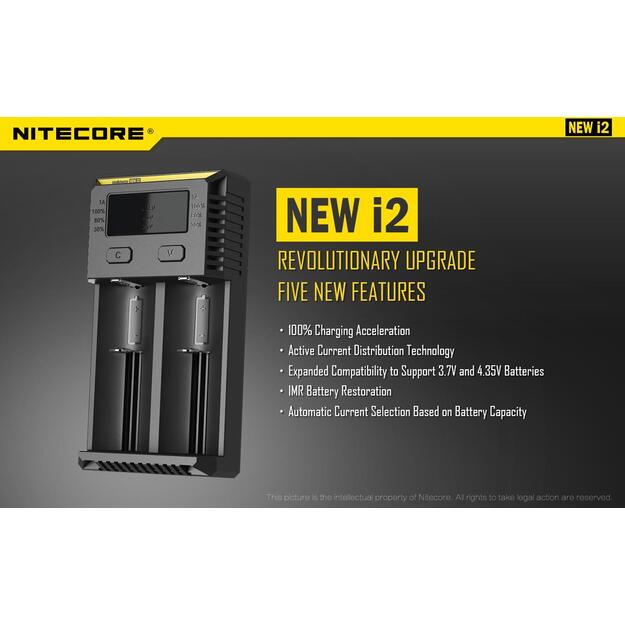 Baterijų įkroviklis CHARGER 2-SLOT/INTELLICHARGER NEW I2 NITECORE 6