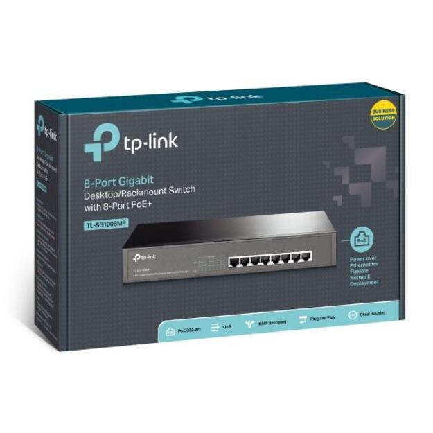 Komutatorius TP-LINK TL-SG1008MP Desktop Rack PoE+ ports 8 TL-SG1008MP