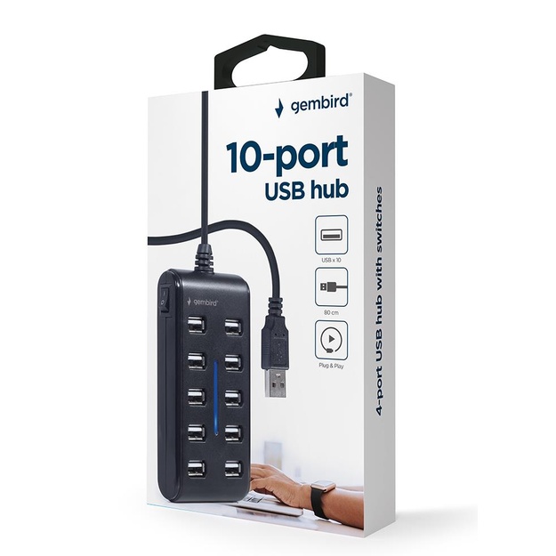I/O HUB USB2 10PORT/UHB-U2P10P-01 GEMBIRD