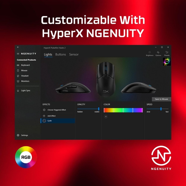 MOUSE USB OPTICAL PULSEFIRE/HASTE 2 BLACK HYPERX
