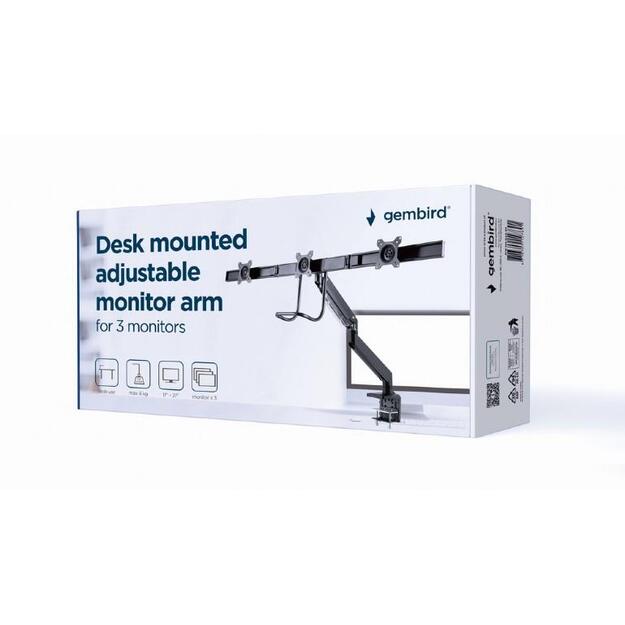 Monitoriaus laikiklis GEMBIRD Desk mounted adjustable monitor arm for 3 monitors 5
