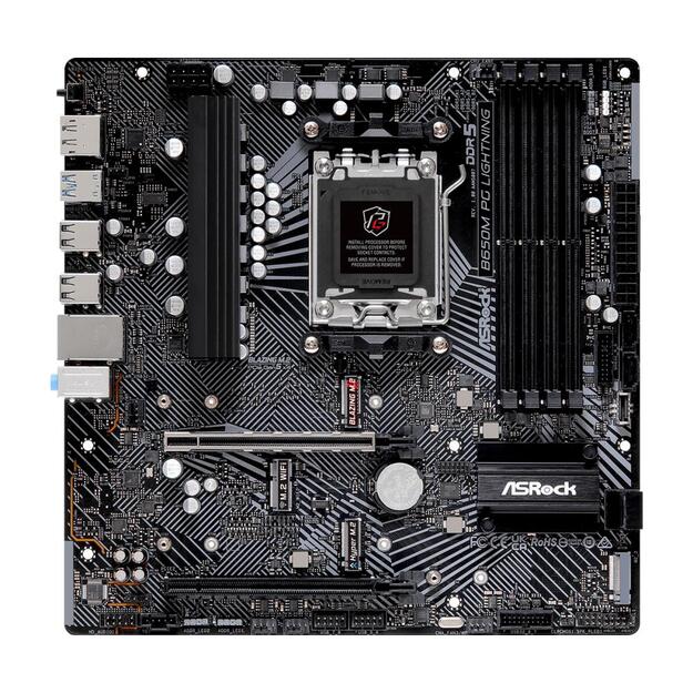 Mainboard|ASROCK|AMD B650|SAM5|Micro-ATX|Memory DDR5|Memory slots 4|1xPCI-Express 3.0 16x|1xPCI-Express 4.0 16x|3xM.2|1xHDMI|1xDisplayPort|4xUSB 2.0|3xUSB 3.2|1xUSB-C|1xRJ45|3xAudio port|B650MPGLIGHTNING