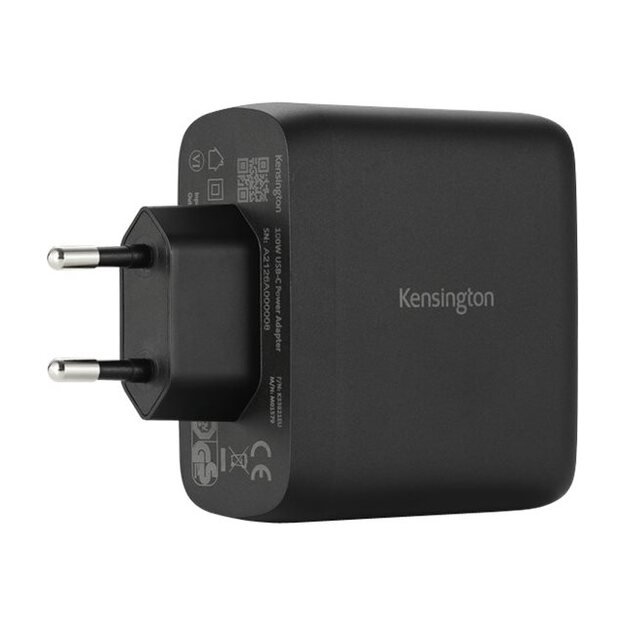 KENSINGTON 100W USB-C GaN Charger for USB-C Power Passthrough Mobile Docking Stations & Hubs - EU Plug