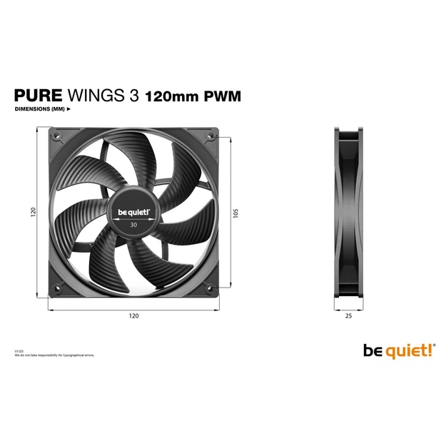 CASE FAN 120MM PURE WINGS 3/PWM BL105 BE QUIET