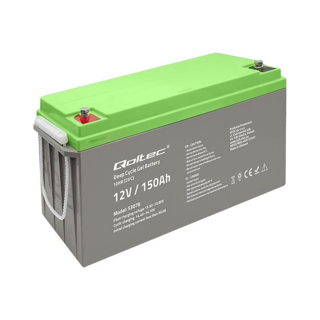 QOLTEC 53078 Deep Cycle Gel battery 12V 150Ah