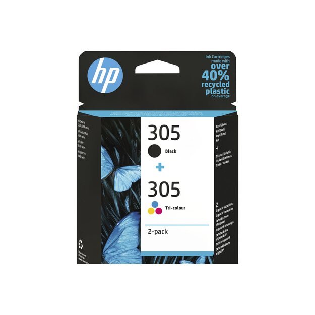HP 305 2-Pack Tri-color/Black Original Ink Cartridge 30