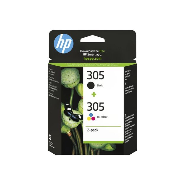 HP 305 2-Pack Tri-color/Black Original Ink Cartridge 42