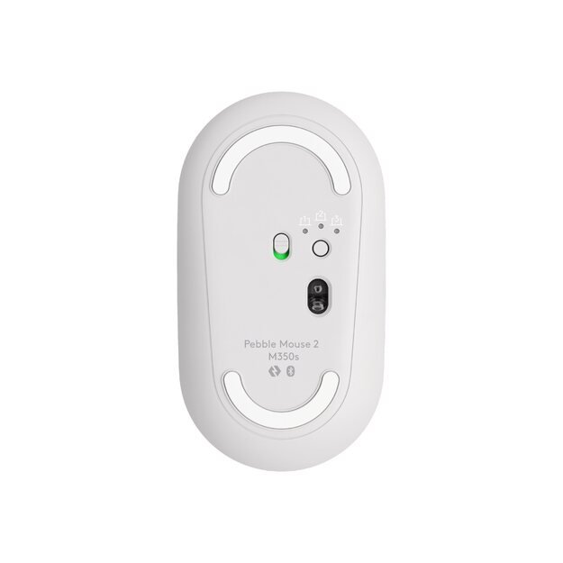 LOGITECH Pebble Mouse 2 M350s Mouse optical 3 buttons wireless Bluetooth 5.2 LE tonal white