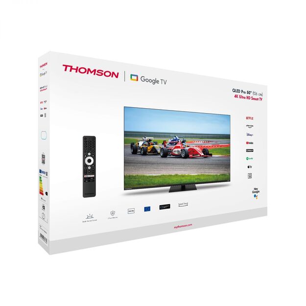 TV Set|THOMSON|50 |4K/Smart|QLED|3840x2160|Wireless LAN|Bluetooth|Google TV|Black|50QG7C14 22