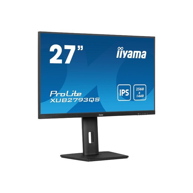 IIYAMA XUB2793QS-B6 27inch IPS QHD 100Hz FreeSync 250cd/m2 1ms HDMI DP Speakers 15cm Height Adj Stand