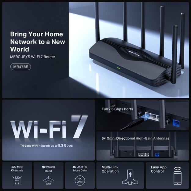WRL ROUTER 9300MBPS/4PORT MR47BE MERCUSYS