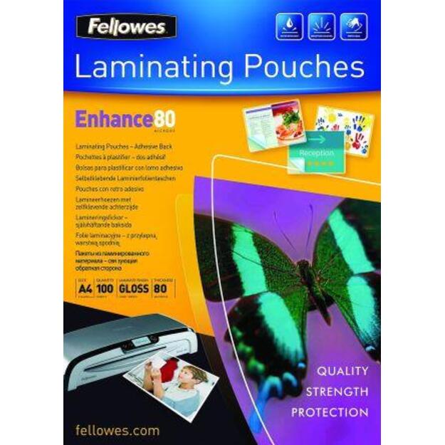 LAMINATOR POUCH ADHESIVE BACK/A4 80 100PCS 5302202 FELLOWES