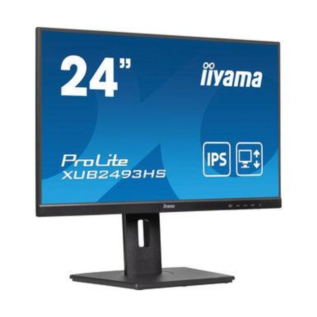 LCD Monitor|IIYAMA|23.8 |Business|Panel IPS|1920x1080|16:9|100Hz|Matte|0.5 ms|Speakers|Swivel|Pivot|Height adjustable|Tilt|Colour Black|XUB2493HS-B6