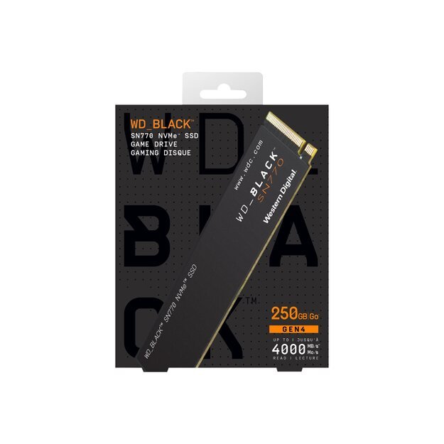 SSD|WESTERN DIGITAL|Black SN770|250GB|M.2|PCIe Gen4|NVMe|Write speed 2000 MBytes/sec|Read speed 4000 MBytes/sec|WDS250G3X0E