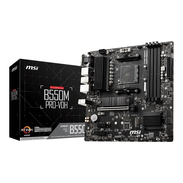 MSI B550M PRO-VDH Support for 3rd Gen AMD Ryzen Processors future AMD Ryzen with BIOS update 4xDIMM 4xSATAIII 2xM.2 AM4 mATX 105W 8