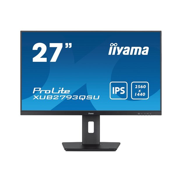 IIYAMA XUB2793QSU-B7 27inch IPS QHD 100Hz 300cd/m2 1ms HDMI DP 2xUSB 3.2 Speakers 15cm Height Adj. Stand (P) 1