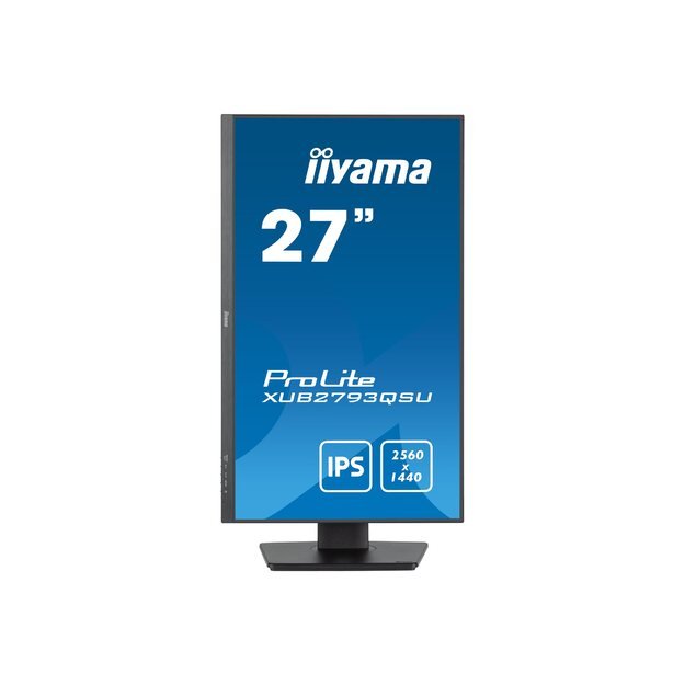 IIYAMA XUB2793QSU-B7 27inch IPS QHD 100Hz 300cd/m2 1ms HDMI DP 2xUSB 3.2 Speakers 15cm Height Adj. Stand (P) 2