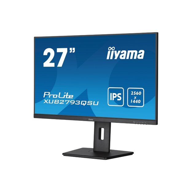 IIYAMA XUB2793QSU-B7 27inch IPS QHD 100Hz 300cd/m2 1ms HDMI DP 2xUSB 3.2 Speakers 15cm Height Adj. Stand (P) 15