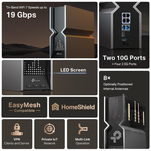 WRL ROUTER 19000MBPS WI-FI 7/TRI-BAND ARCHER BE800 TP-LINK