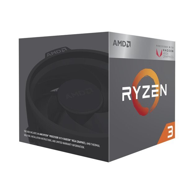 CPU|AMD|Ryzen 3|3200G|3600 MHz|Cores 4|4MB|Socket SAM4|65 Watts|GPU Radeon Vega 8|BOX|YD3200C5FHBOX