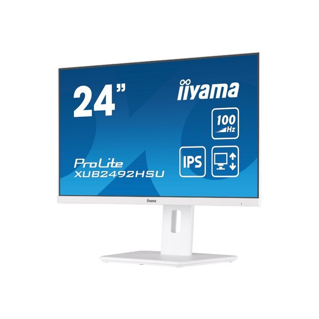 IIYAMA XUB2492HSU-W6 24inch ETE IPS-panel FHD 100Hz 250cd/m2 HDMI White Speakers 15cm Height Adj. Stand Pivot (P)