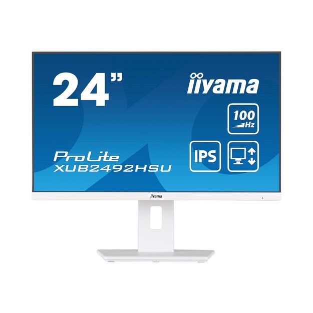 IIYAMA XUB2492HSU-W6 24inch ETE IPS-panel FHD 100Hz 250cd/m2 HDMI White Speakers 15cm Height Adj. Stand Pivot (P)