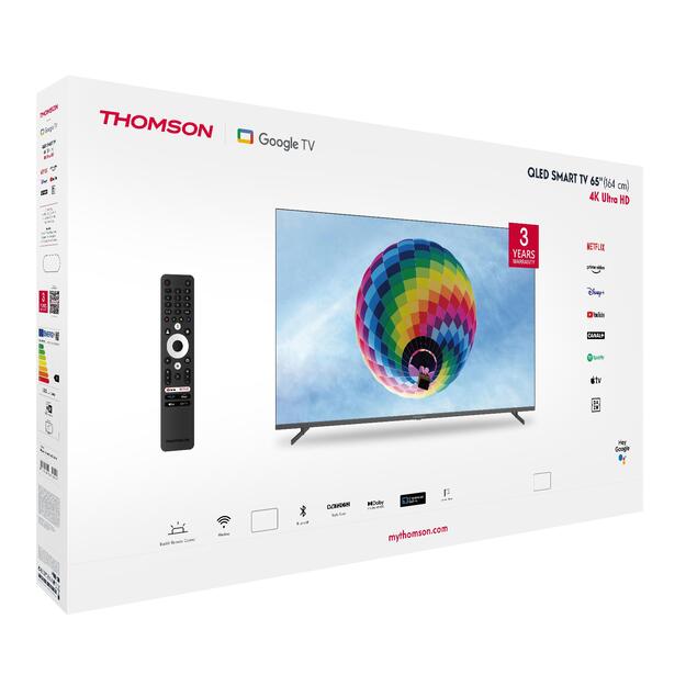 TV Set|THOMSON|65 |4K/Smart|QLED|3840x2160|Wireless LAN|Bluetooth|Google TV|Dark Grey|65QG4S14 8