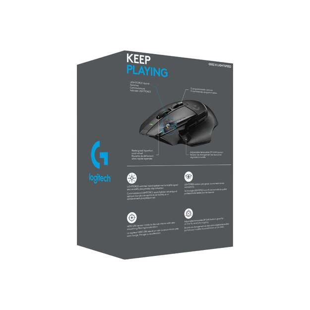 LOGITECH G G502 X LIGHTSPEED Mouse optical 8 buttons wireless 2.4 GHz USB LOGITECH LIGHTSPEED receiver black