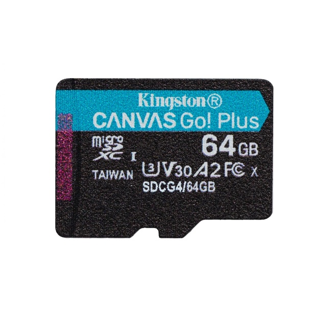 KINGSTON 64GB microSDXC Canvas Go Plus Gen4 200MB/s A2 U3 V30 Card + Adapter